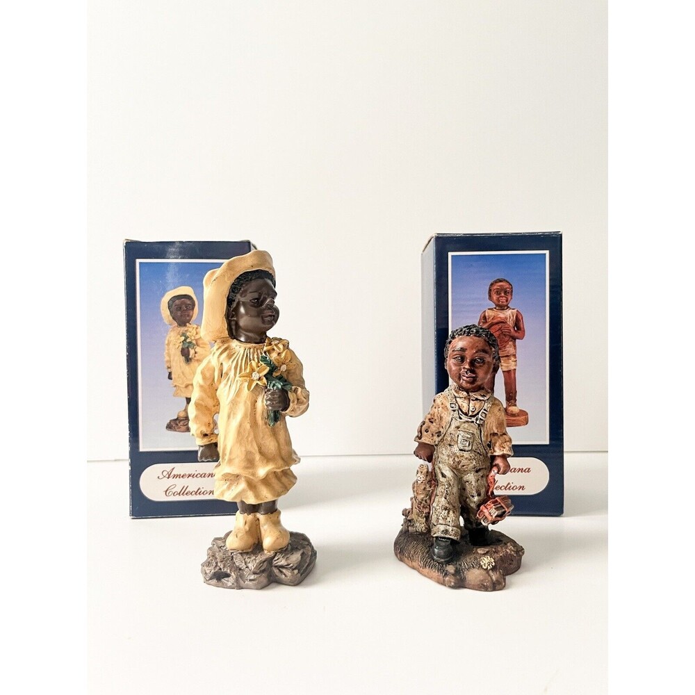 Set Of 2 Vintage Americana Collection African American Children Figurines